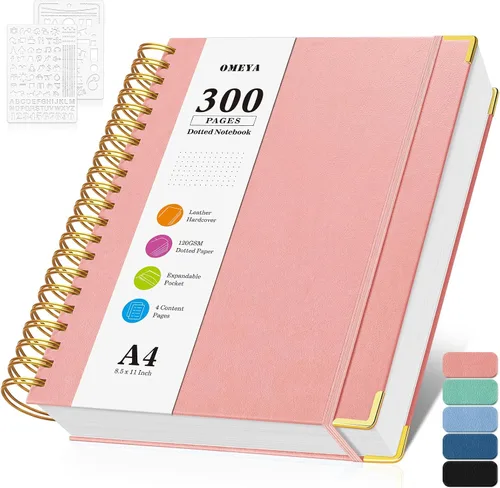 Vista 9 de Cuaderno de viñetas con espiral, diario de 300 páginas de cuero con contenido, cuadernos de 120 g/m² de papel grueso que no deja pasar la tinta