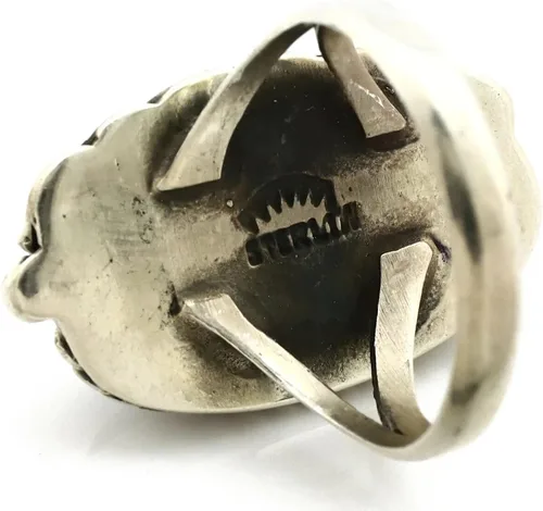 Vista 5 de Anillo Navajo de plata .925 Bisbee turquesa firmado Apache Manufacturing C80s, Plata de ley, turquesa