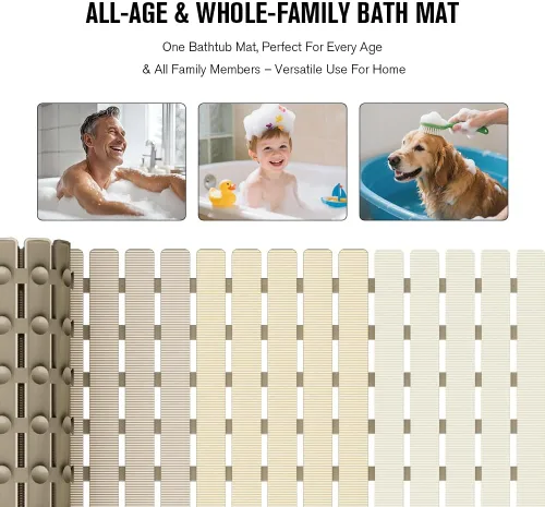 Vista 5 de MBOSS Tapete de ducha antideslizante para bañera, tapete de baño para ducha, tapete de baño para ducha, tapete de ducha antideslizante con orificio