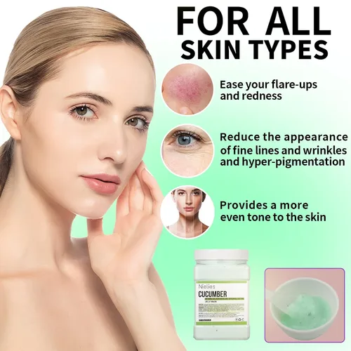 Vista 3 de Máscara de gelatina de pepino y cereza, cuidado de la piel facial, juego de máscaras de gelatina de colágeno para tratamientos faciales, máscaras