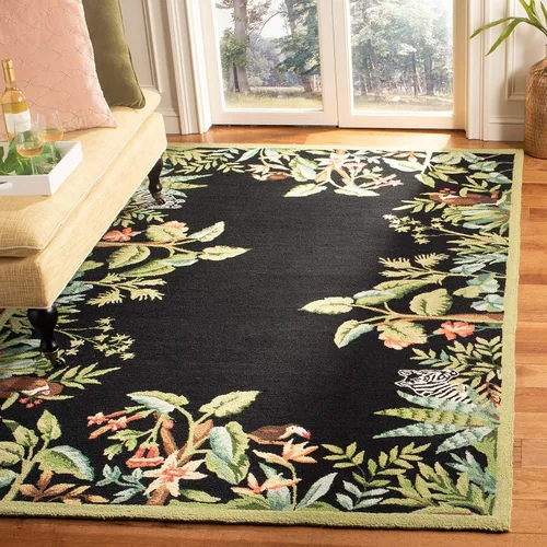 Vista 3 de SAFAVIEH Chelsea Collection - Alfombra decorativa de 1 pies 8 pulgadas x 2 pies 6 pulgadas, beige y verde, lana de campo francesa enganchada a mano