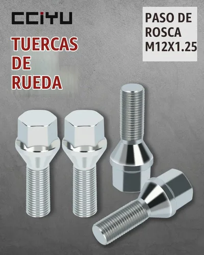 Vista 4 de cciyu Tuercas de llanta M12 x 1.25, 20 piezas de pernos de rueda de 12 x 1.25 pulgadas, vástago hexagonal de 0.669 in, juego de tuercas cromadas