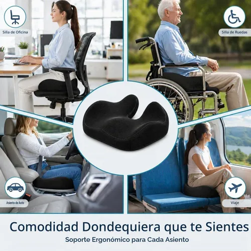 Vista 9 de CXC Cojines de asiento para sillas de oficina, espuma viscoelástica Negro