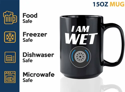 Vista 3 de Taza de café Racer de 15 onzas, color negro, I'm Wet - Fuel Speed Racer Car Guys Circuit Automotive Racing Boy Regalos para él, papá, hombres, novio