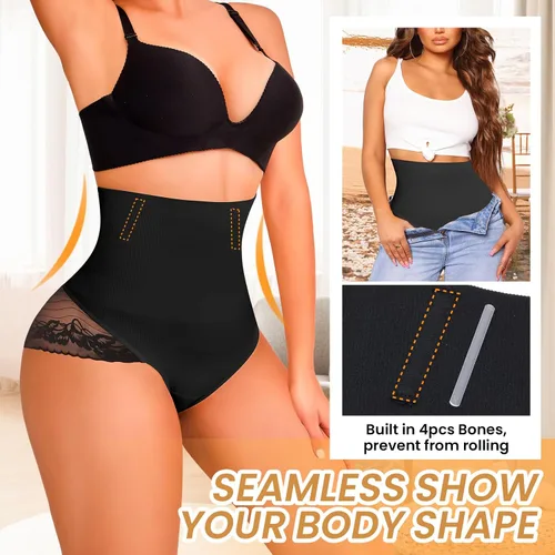 Vista 3 de Bragas moldeadoras con control de abdomen, ropa interior de cintura alta, moldeador de glúteos