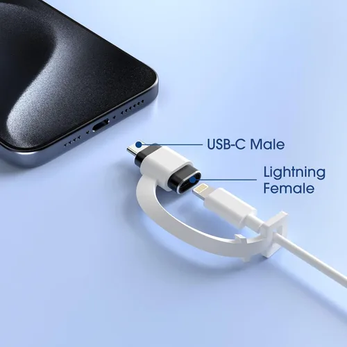 Vista 2 de TechMatte Paquete de 2 adaptadores Lightning a USB-C, carga rápida PD compatible con iPhone 16, iPhone 15 Series y más dispositivos tipo C