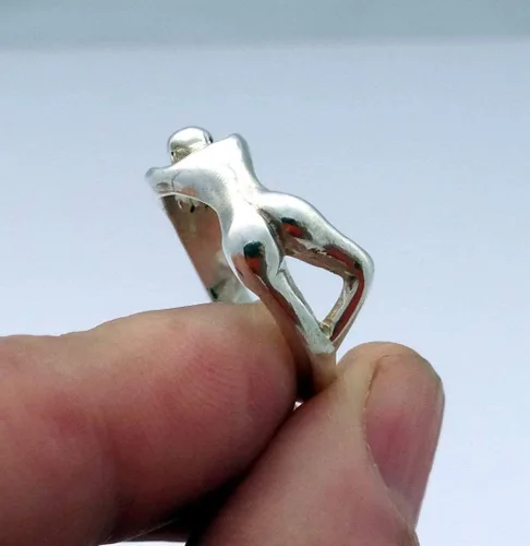 Vista 4 de Erotic ring in sterling silver, erotic jewelry, sterling silver erotic ring, silver naked lady, adult jewelry, adult ring, erotic nudity, nude girl