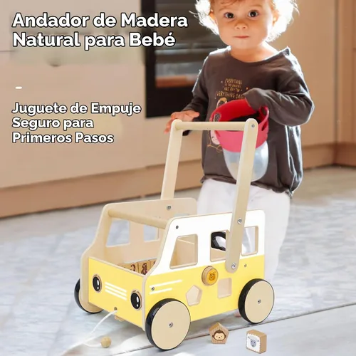 Vista 4 de Pillowhale Andador de madera para bebés, regalos de primer cumpleaños