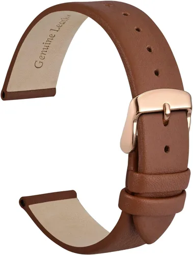 Vista 33 de WOCCI Correa de reloj elegante de 0.315 in de ancho, correa de repuesto de cuero genuino con hebilla dorada (negro)