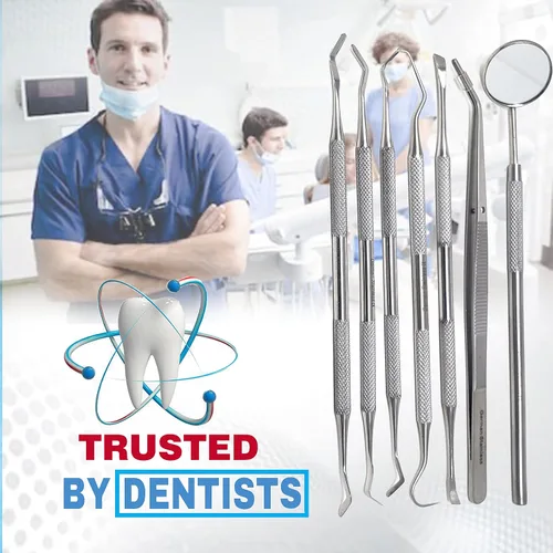 Vista 4 de Heidman Instrumentos restauradores de llenado dental (0.079 pulgadas, 0.088 pulgadas, 0.18 pulgadas) con bandeja escaladora, espejo dental, raspador