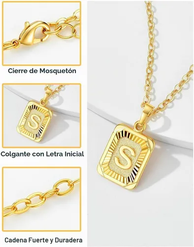 Vista 5 de U7 Initial Necklaces for Women a. Oro