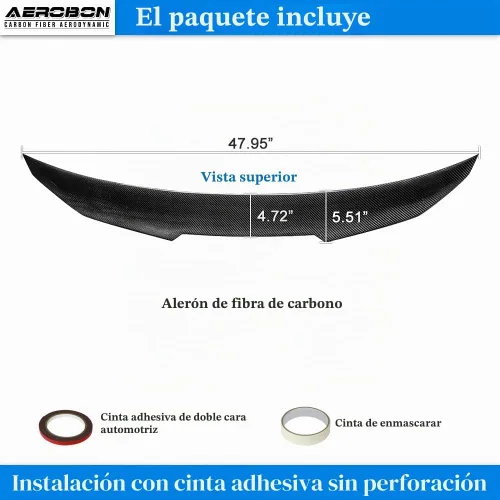 Vista 6 de Alerón de maletero de fibra de carbono real para Audi A4 S4 B9 Sedan 2017