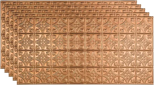 Vista 29 de FASÄDE Panel de techo decorativo de vinilo con pegamento de estilo tradicional y patrón 1 en bronce argente (muestra de 12 x 12 pulgadas)