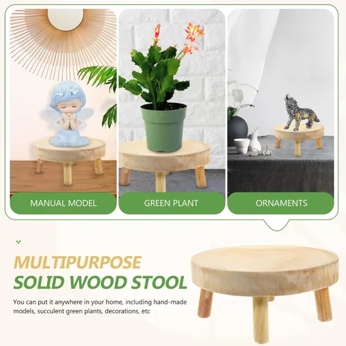 Vista 9 de Kichvoe Taburete elevador de planta de pedestal de madera estable para decoración interior y exterior