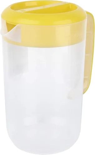 Vista 4 de Jarra de agua grande de plástico con tapa, jarra de agua para bebidas de 1 galón/4 L, jarra de colación inastillable con tapa redonda para jugo