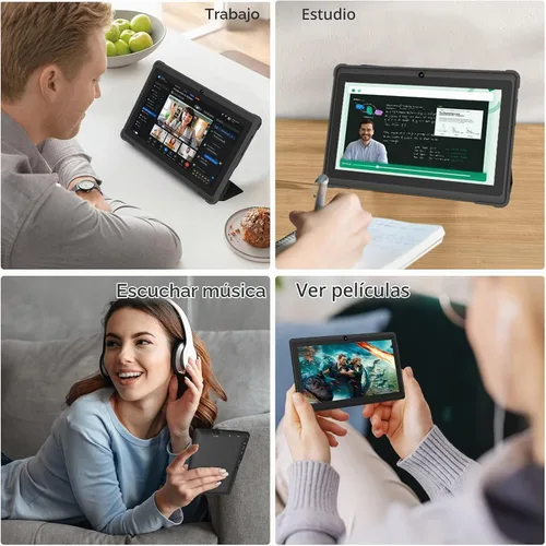 Vista 7 de Tablet de 7 pulgadas con funda, tabletas Android 15 de cinco núcleos, 8GB RAM 32GB ROM expansión de 512GB, pantalla IPS HD de 1024 x 600, 3500mAh