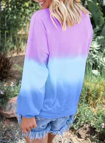Vista 2 de FARYSAYS Sudadera de manga larga con cuello redondo y teñido anudado para mujer