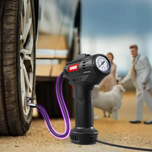 Vista 2 de Compresor de aire inteligente CAD-KH1001 - Inflador digital portátil de neumáticos de 12 V PSI ajustable con apagado automático 3 accesorios