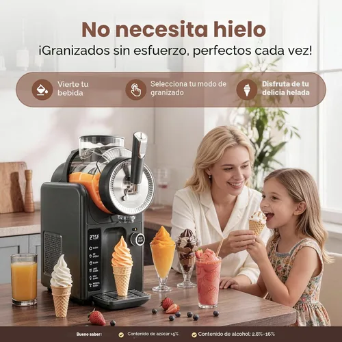 Vista 4 de SYINTAO Máquina de granizado para el hogar, no necesita hielo, máquina de Negro