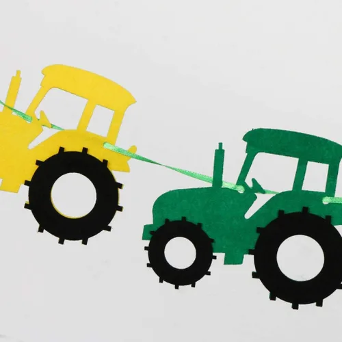 Vista 2 de Cartel de fieltro para tractor, guirnalda de banderines de fieltro, para baby shower, niño, fiesta de cumpleaños, decoración interior y exterior