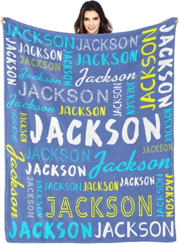 Vista 22 de Manta personalizada con nombre, manta personalizada con nombre y texto para adultos, niños, cumpleaños, Navidad, Día de la Madre, Padre, Día de San