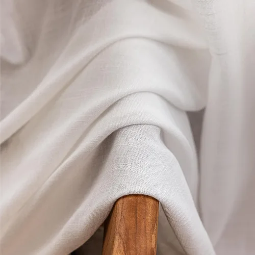 Vista 2 de Cortinas traslúcidas con textura de lino blanco de 54 pulgadas de largo, juego de 2 paneles de cortinas semitransparentes para sala de estar