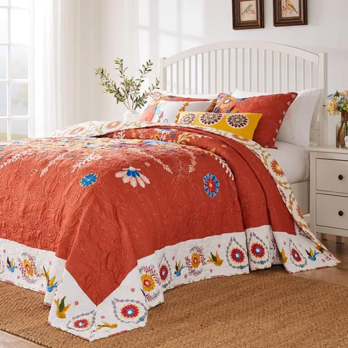 Vista 8 de Greenland Home Barefoot Bungalow Topanga - Juego de edredón de 3 piezas, matrimonial/queen, multicolor