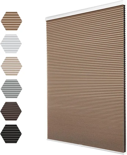 Vista 10 de Persiana plegable Changshade sin cordones y con filtrado de luz, persiana de nido de abeja de poliéster plisada sin herramientas, persiana y cortina