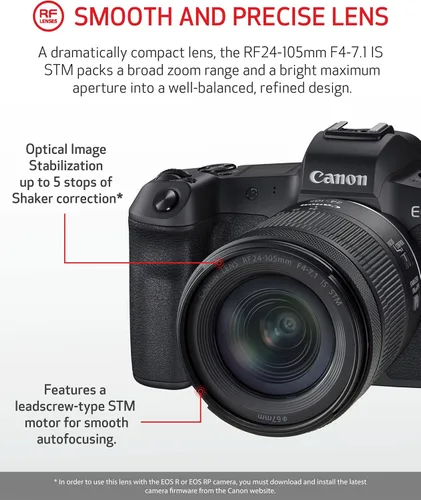 Vista 7 de Canon - Cámara digital EOS R sin espejo (solo cuerpo) Cámara para vlogging y creador de contenido, 4K UHD, AF/AE digital de lente única no refleja