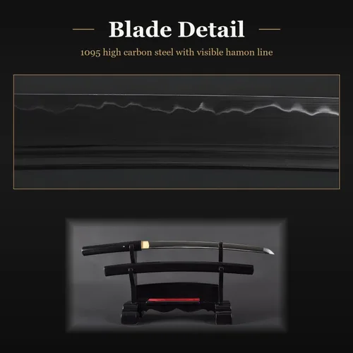 Vista 5 de Handmade Sword - Totalmente funcional Kill Bill O-Ren Ishii Shirasaya Wakizashi, arcilla de acero al carbono 1095 templada, espiga completa