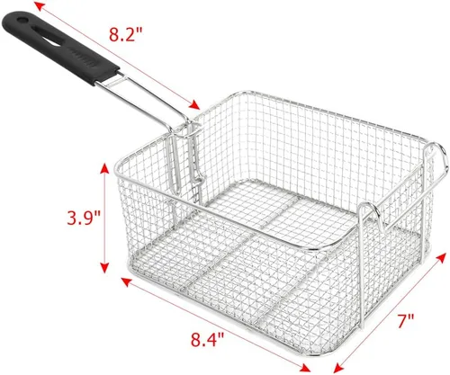 Vista 6 de Freidora eléctrica con cesta y tapa, capacidad de 6 litros, de acero inoxidable, para encimera, para el hogar y el comercio
