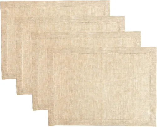 Vista 18 de Solino Home Juego de 4 manteles individuales de tela de lino 100 % puro con vainica, color borgoña cambray, 14 x 19 pulgadas, manteles individuales