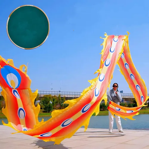 Vista 11 de Juego de Cintas de Dragón 3D Realistas para Ejercicio, Baile al Aire Libre, Lanzamiento de Fitness, Estilo Cuadrado POI Wu Long (5.97m, Fénix Azul)