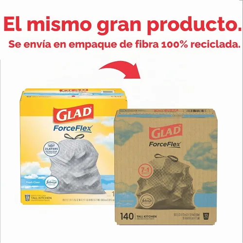 Vista 2 de Glad ForceFlex - Bolsas de basura altas para cocina, 13 galones, limpieza fresca, 140 unidades (el paquete puede variar)