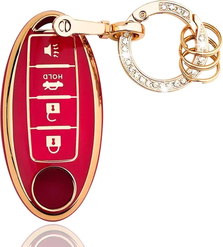 Vista 13 de OLLEN Funda para llavero de TPU de 4 botones con anillo brillante, apta para Nissan Altima Sentra Maxima Murano Rogue Armada Pathfinder, funda
