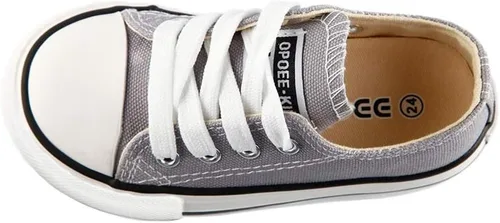 Vista 5 de iFANS - Tenis de lona de caña baja con cordones para niños y niñas
