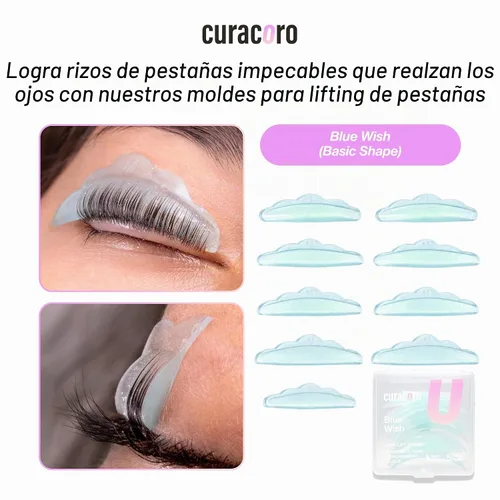 Vista 9 de Curacoro Lash Lift Shields, 10 Pcs/5 Sizes Reusable Silicone Rods Deseo azul