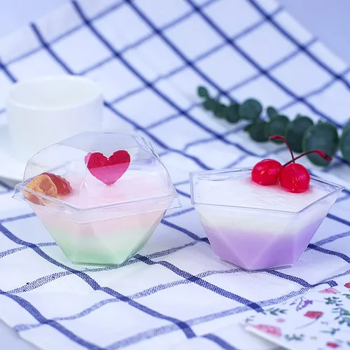 Vista 6 de Foraineam Paquete de 100 tazas de postre con 100 tapas y 100 cucharas, 3.7 onzas, vasos de plástico transparente para parfait, desechables