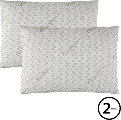 Vista 2 de Dearfoams Almohadas de cama tamaño estándar/queen - Juego de 2 almohadas de cama con infusión de carbón con funda de punto suave para dormir