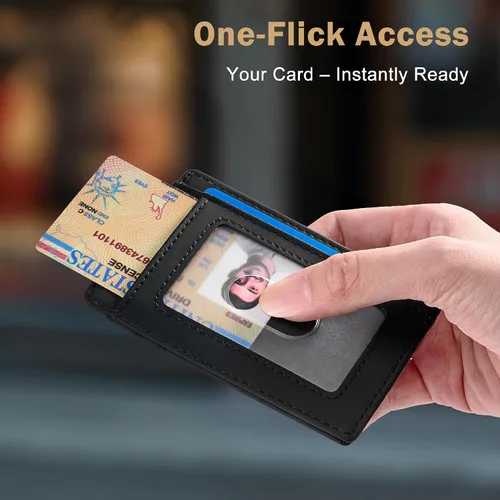 Vista 8 de Travelambo Billetera delgada con bolsillo delantero y clip para el dinero con bloqueo de identificación por radiofrecuencia, talla única