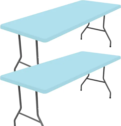 Vista 47 de Moosfor Paquete de 2 manteles rectangulares de elastano de 4 pies, elásticos y ajustables para pícnic, cubierta de mesa de patio elástica y lavable