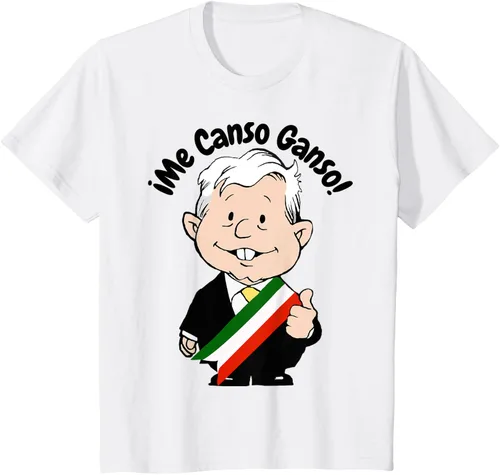Vista 27 de AMLO Amlito Me Canso Ganso - Camiseta con diseño de dibujos animados mexicanos Gris Oscuro