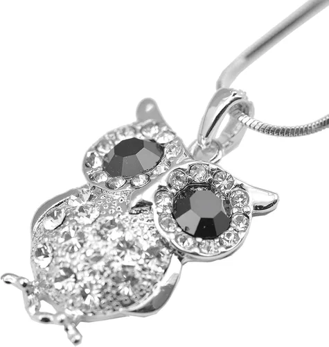 Vista 3 de Collar de búho de ojo negro curioso de cristal