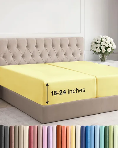 Vista 168 de Sábana bajera ajustable extra profunda Twin XL – Sábana bajera individual de lujo de hotel solamente – Se adapta fácilmente a colchones de 18 a 24