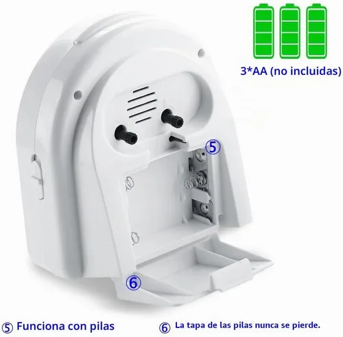 Vista 4 de Peakeep Reloj despertador analógico silencioso sin tictac, 7 sonidos de Negro