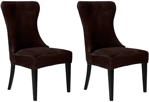 Vista 35 de XMNTG Juego de 4 fundas elásticas de terciopelo negro para silla con respaldo de ala, súper suave, reutilizables, lavables, protectores de silla