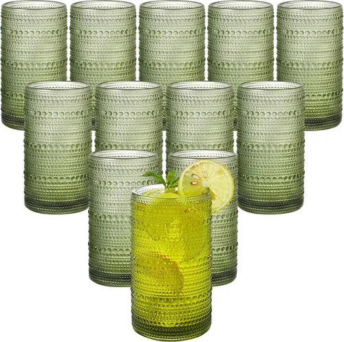 Vista 9 de Juego de 6 vasos de beber transparentes con tallo y pajitas (Juego de 12 vasos transparentes), 16 onzas