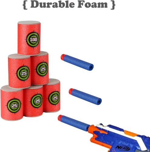 Vista 5 de Dreampark Objetivo de dardos de bala para Nerf N-Strike Elite Series Blasters 24 piezas de material EVA suave (rojo) Objetivos para lanzadores