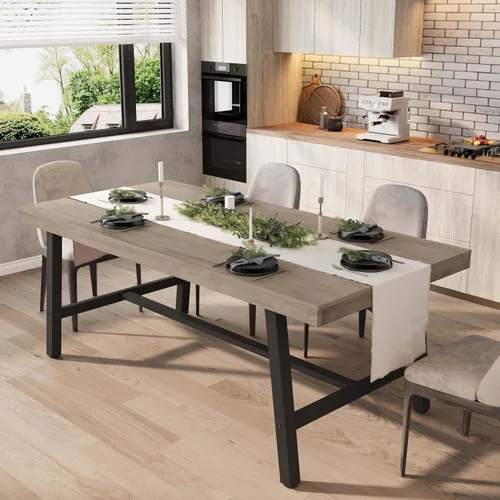 Vista 10 de GarveeHome Mesa de comedor extensible de 63 a 83 pulgadas, mesa de comedor rectangular industrial para 6-8 personas, mesa de cocina expandible