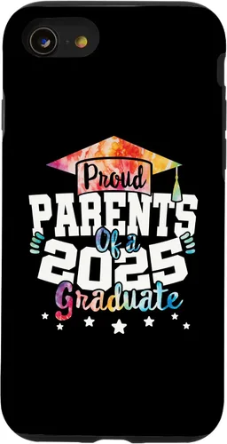Vista 13 de iPhone 15 Parents of a 2025 Graduate Tie Dye Class Senior Graduation Case